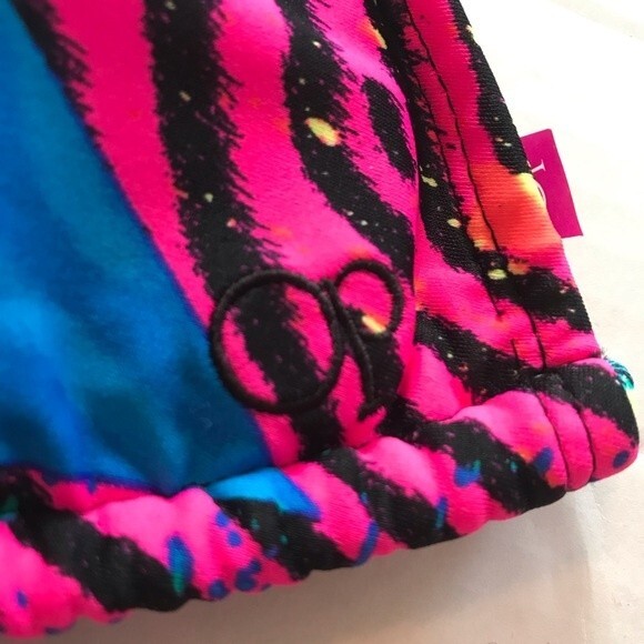 OP Size 3-5 Pink Blue Animal Print Triangle Bikini Lined Adjustable Tie - Picture 3 of 8